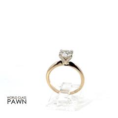 14K Yellow Gold Lab Grown Diamond Solitaire Ring .90 Ct. Size 4.25 2.1 grams